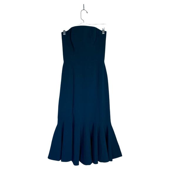 DRESS THE POPULATION Madison Strapless Fluted Midi Dress Slit Pine Size Small - Picture 3 of 11